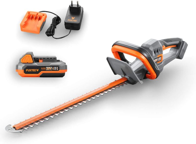 Taille-haie 20V avec batterie FUXTEC FX-E1HS20, batterie Li-ion 2 Ah et chargeur 1A, longueur de coupe 52 cm