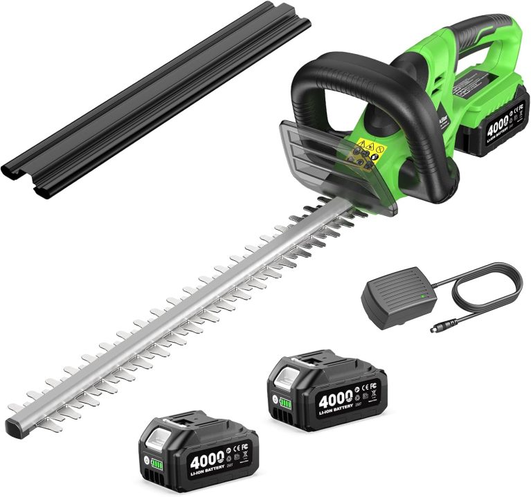 TaskStar Taille-haie électrique avec lame double de 56 cm, 2 batteries 4,0 Ah, moteur 600 W